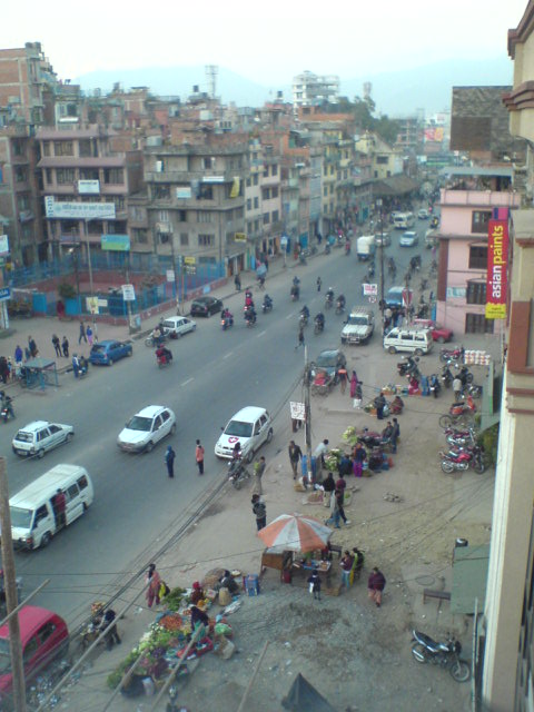 A view from the store onto the Pulchowk road